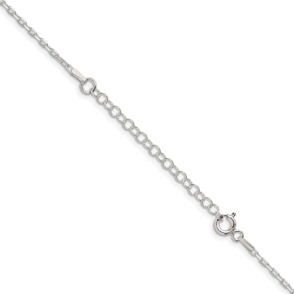 Sterling Silver 1.65mm Diamond-Cut Long Link Cable Chain With 2in Extension