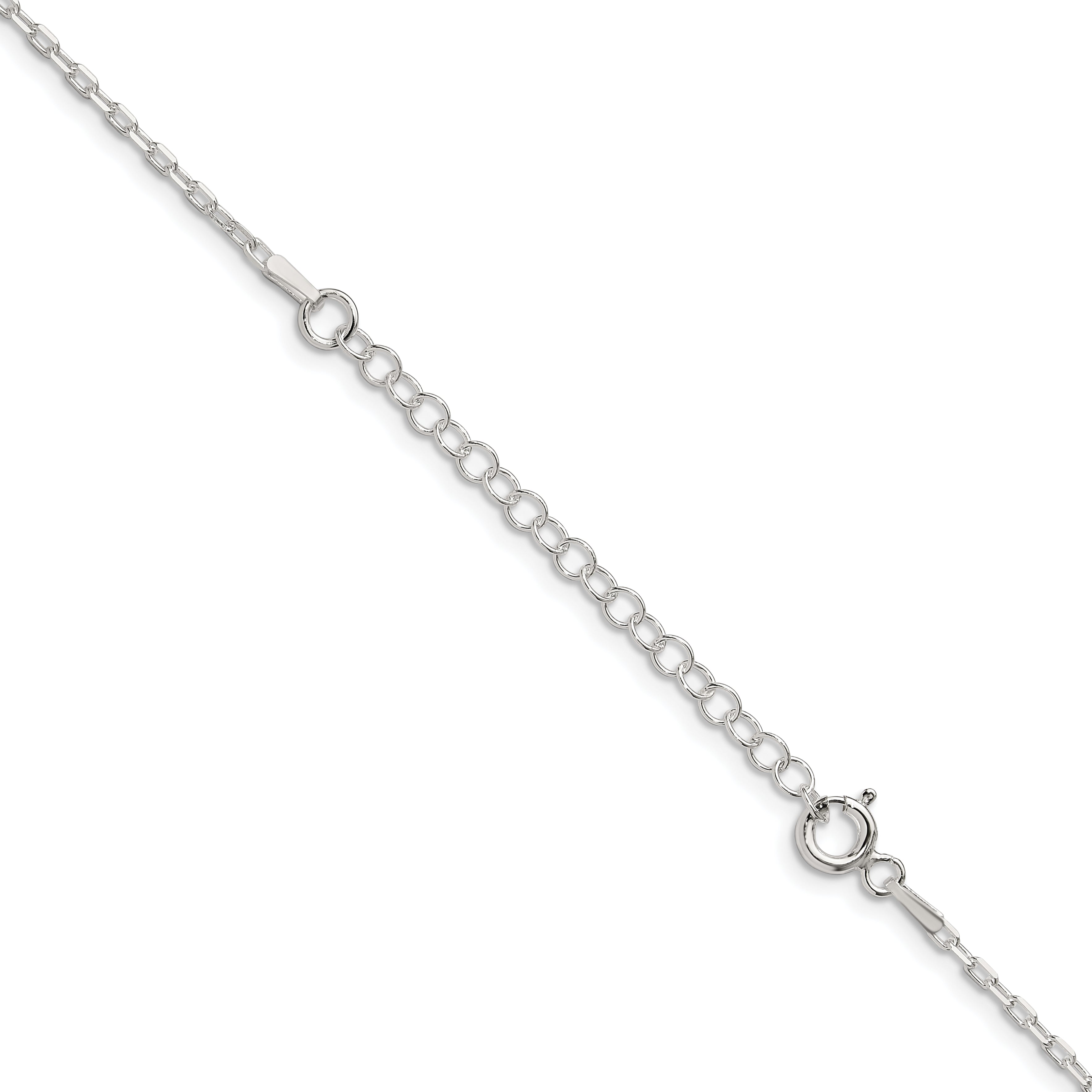 Sterling Silver 1.65mm Diamond-Cut Long Link Cable Chain With 2in Extension