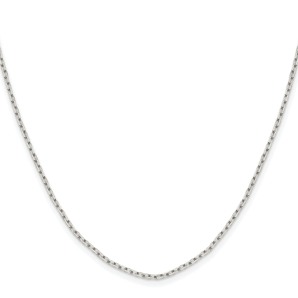 Sterling Silver Rhodium-Plated 1.65mm Diamond-Cut Long Link Cable Chain