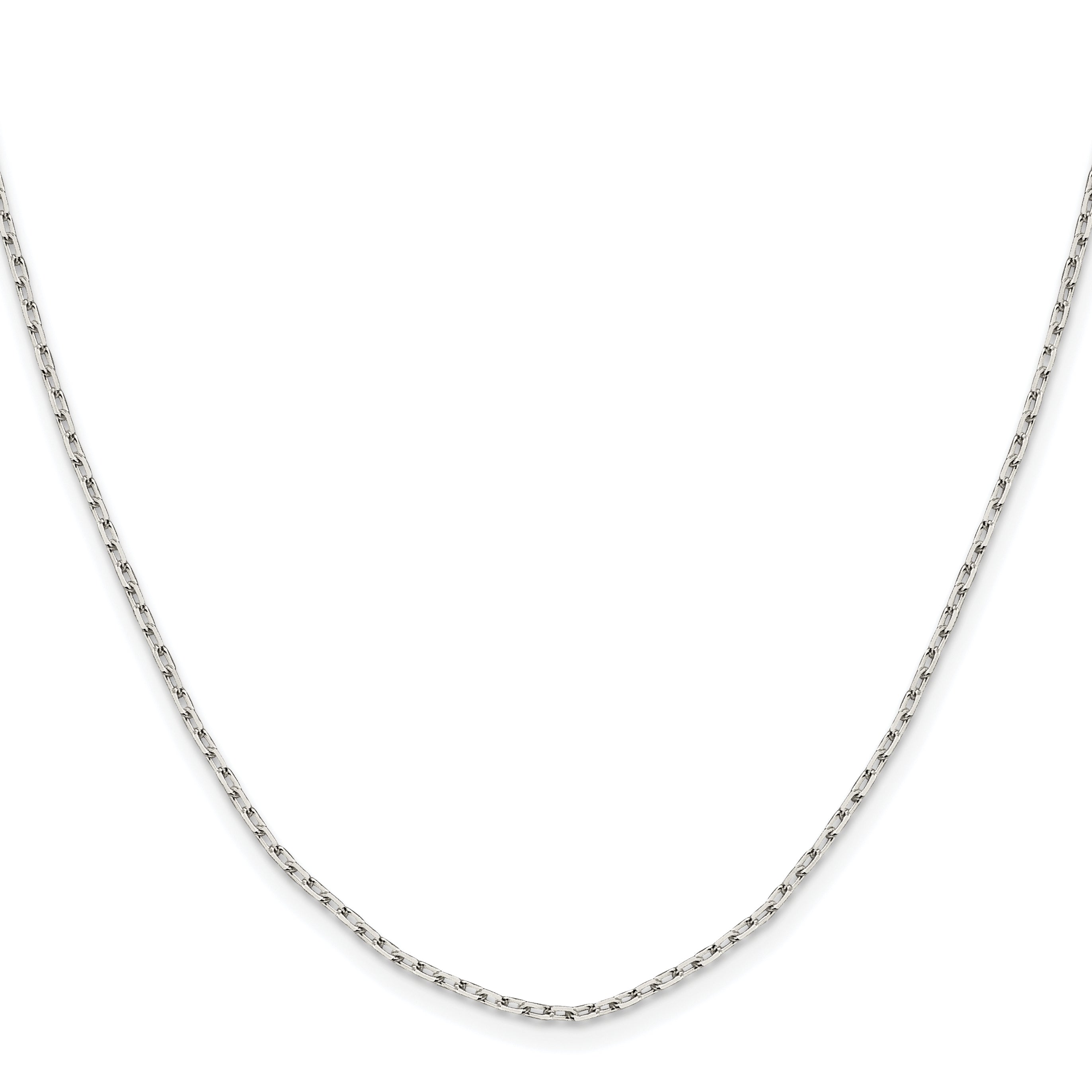 Sterling Silver Rhodium-Plated 1.65mm Diamond-Cut Long Link Cable Chain