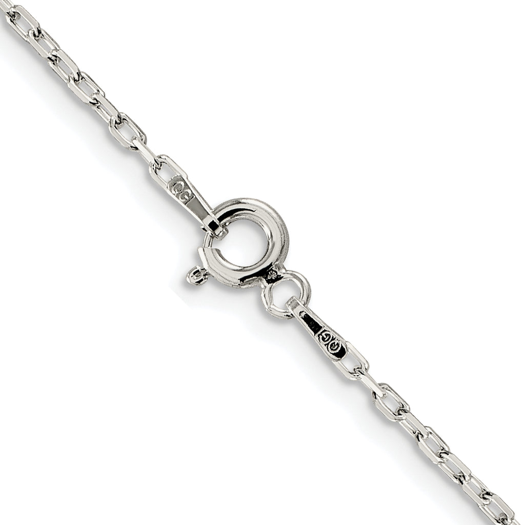 Sterling Silver Rhodium-Plated 1.65mm Diamond-Cut Long Link Cable Chain With 2