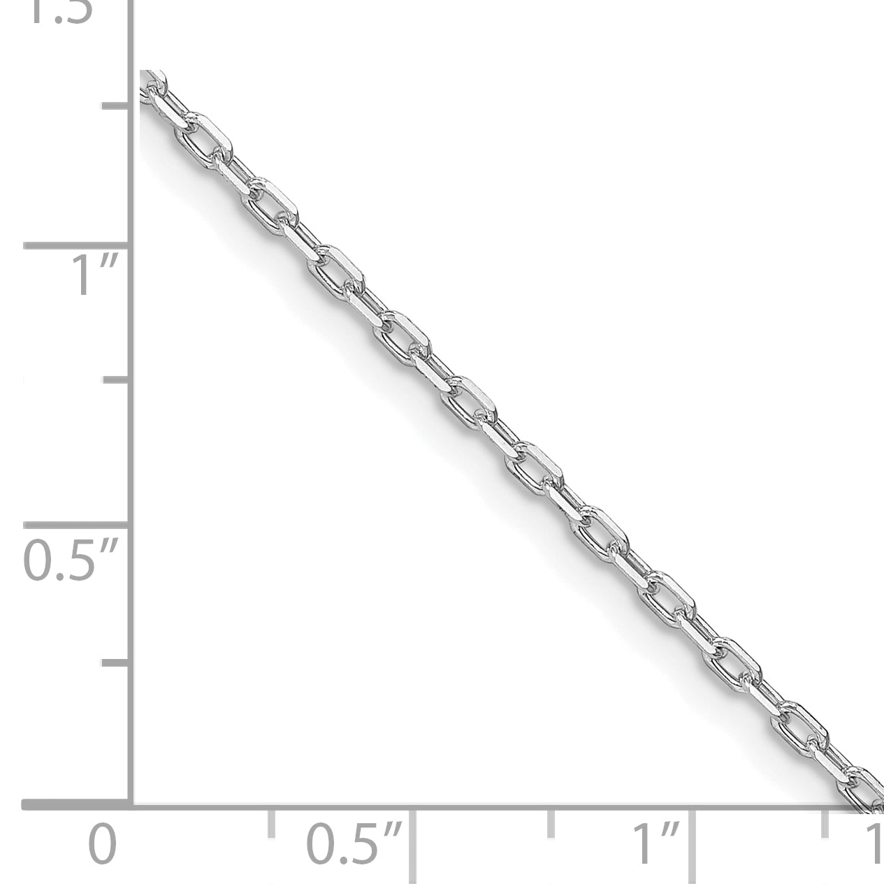 Sterling Silver Rhodium-Plated 1.65mm Diamond-Cut Long Link Cable Chain With 2