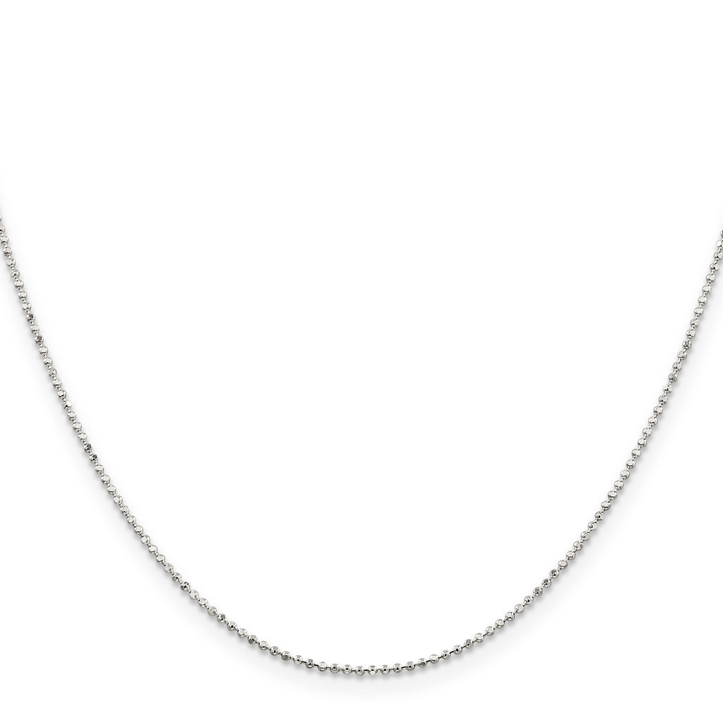 Sterling Silver 1.05mm Square Fancy Beaded Chain Anklet
