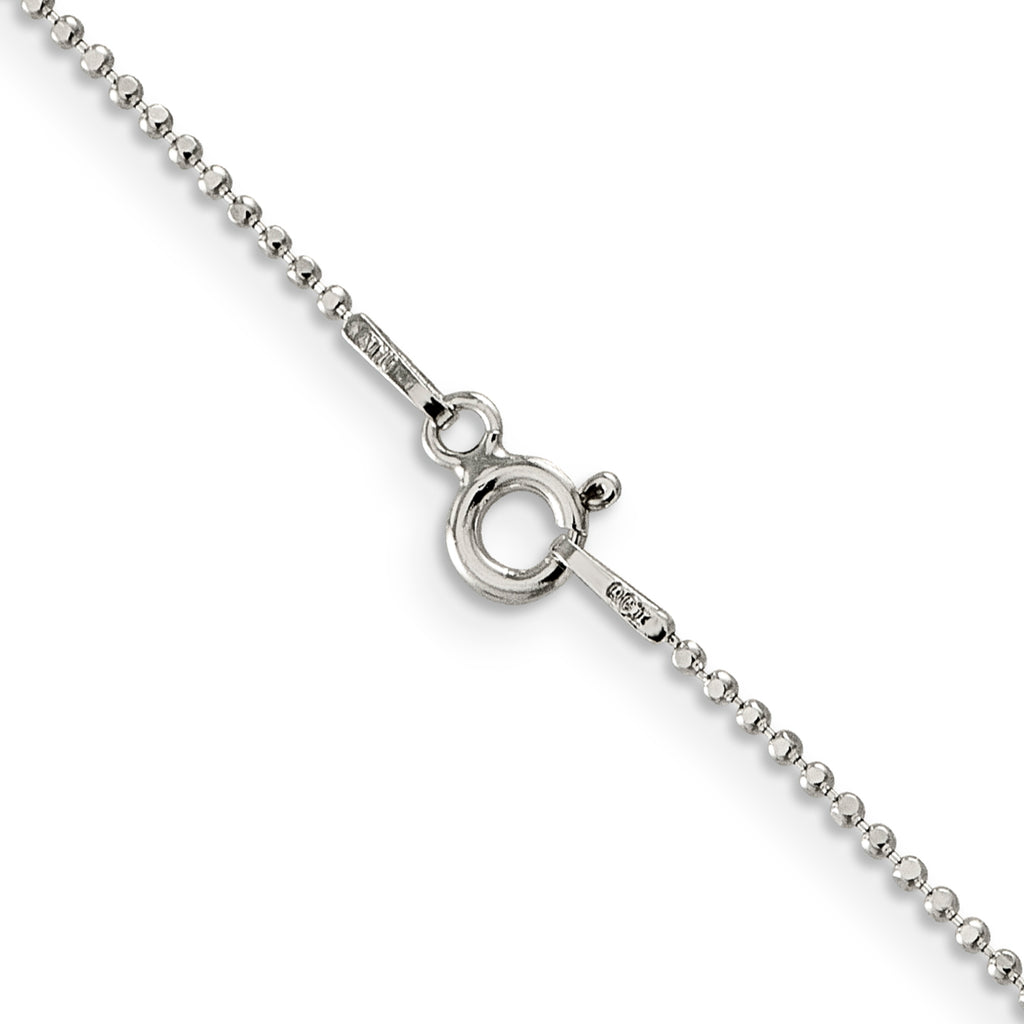 Sterling Silver 1.05mm Square Fancy Beaded Chain Anklet