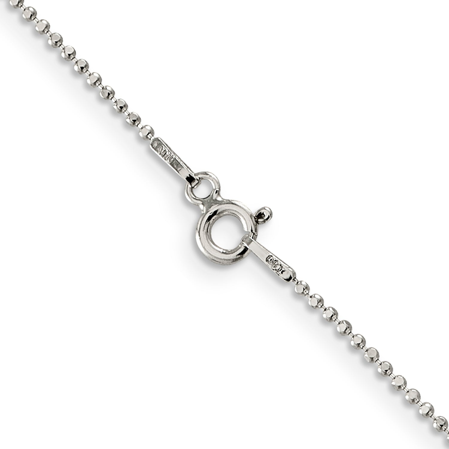 Sterling Silver 1.05mm Square Fancy Beaded Chain Anklet