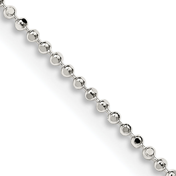 Sterling Silver 1.05mm Square Fancy Beaded Chain Anklet