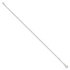 Sterling Silver 1.15mm Square Fancy Beaded Chain Anklet
