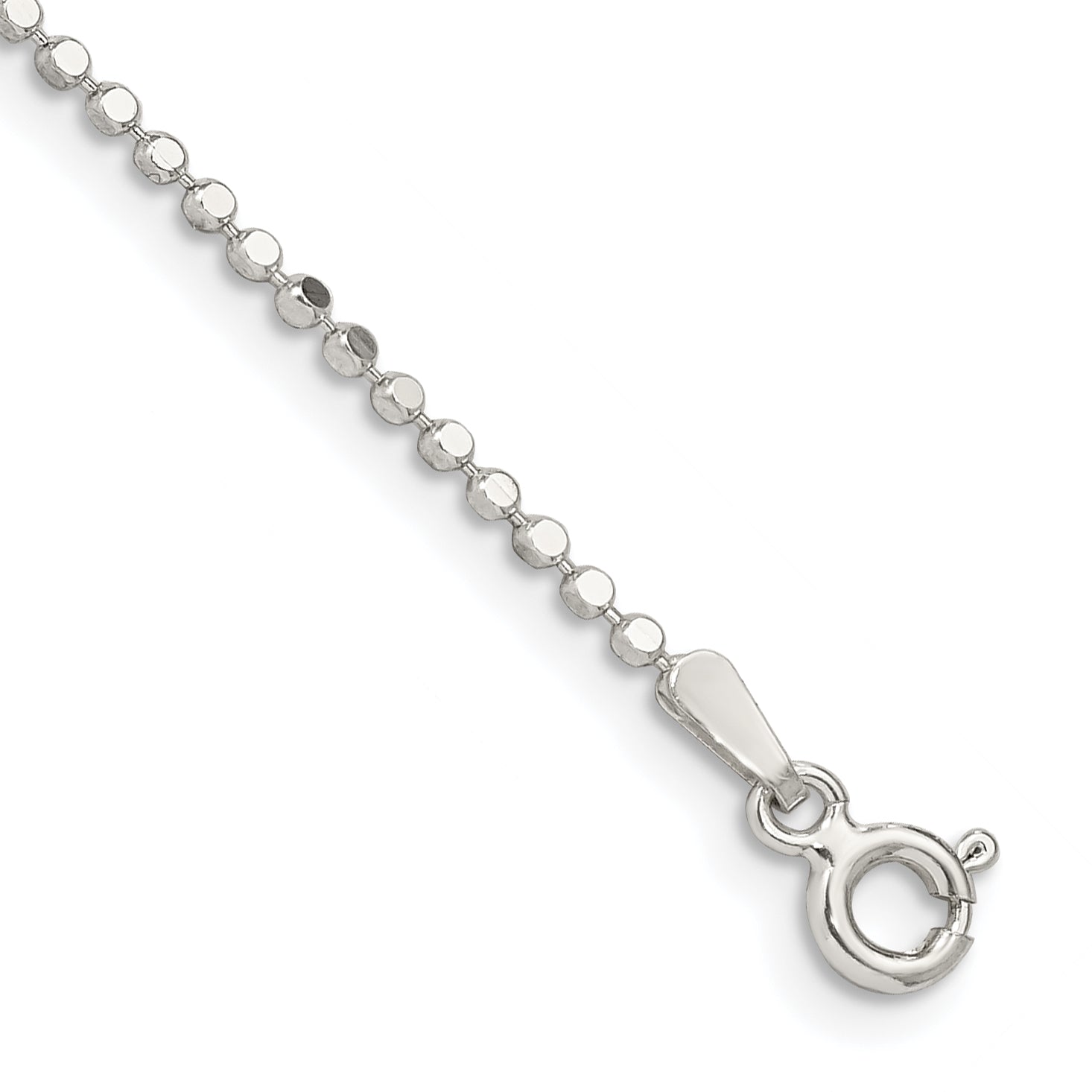 Sterling Silver 1.15mm Square Fancy Beaded Chain Anklet Main image
