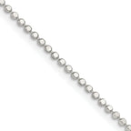 Sterling Silver 1.15mm Square Fancy Beaded Chain Anklet