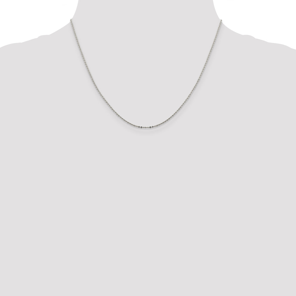 Sterling Silver .9mm Flat Link Cable Chain With 2in Extension