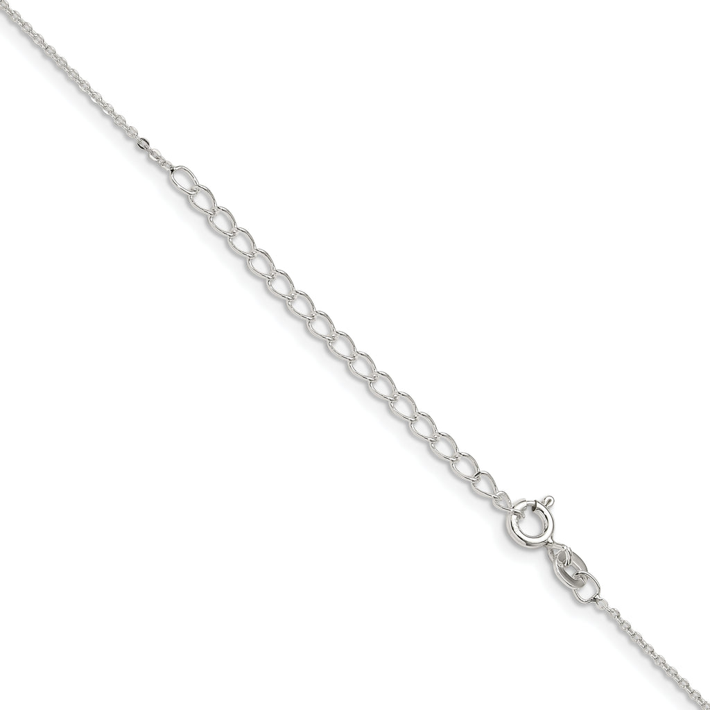 Sterling Silver .9mm Flat Link Cable Chain With 2in Extension