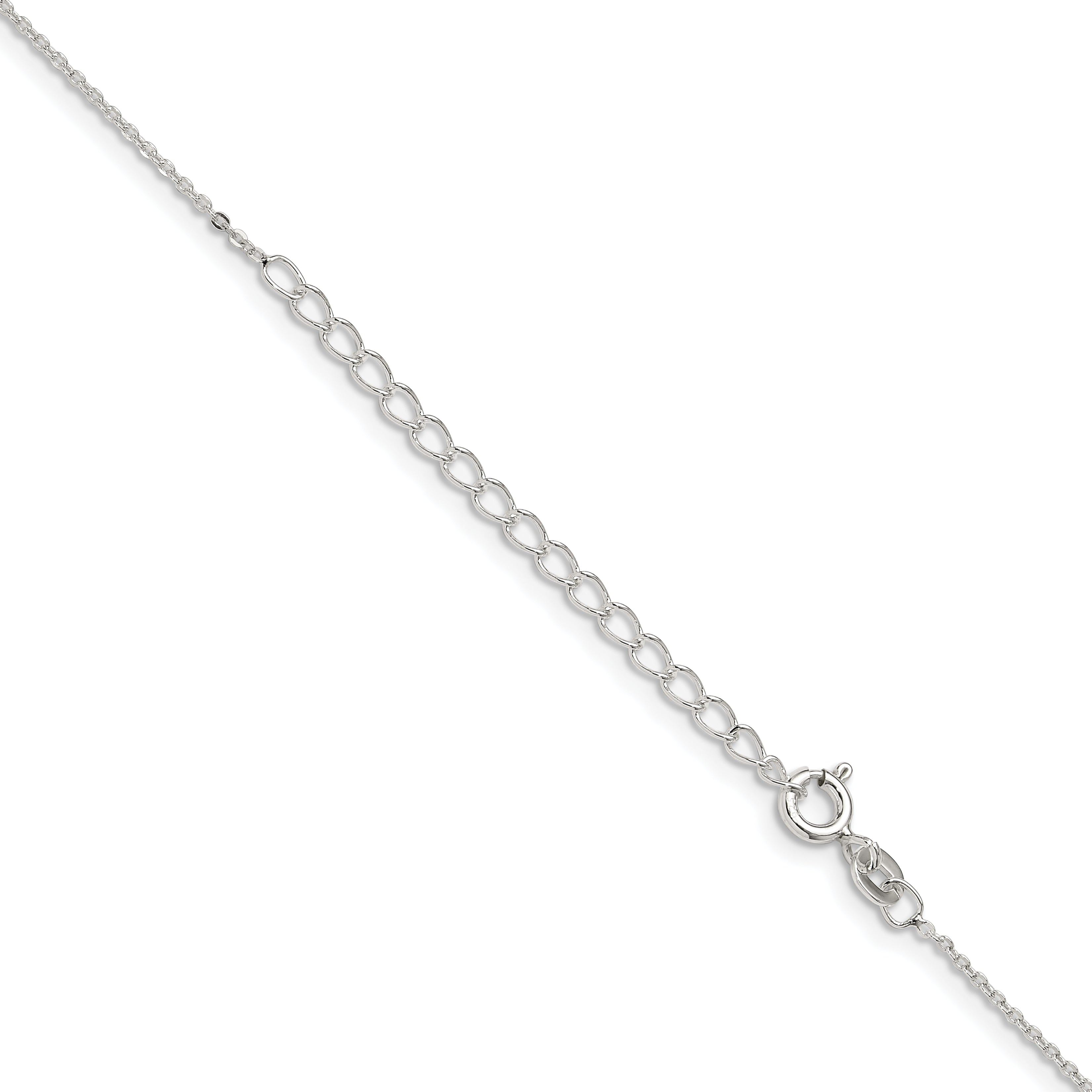 Sterling Silver .9mm Flat Link Cable Chain With 2in Extension