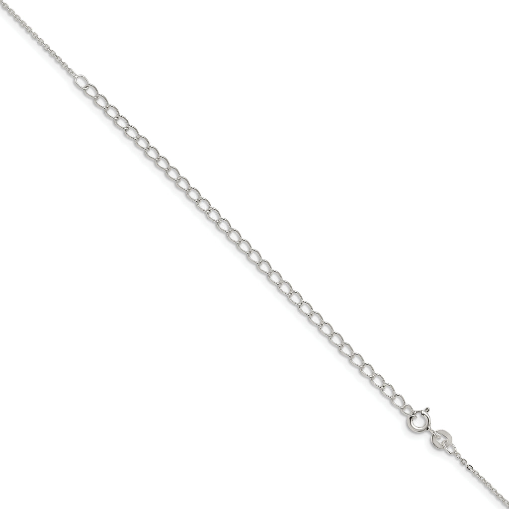 Sterling Silver .9mm Flat Link Cable Chain With 2in Extension