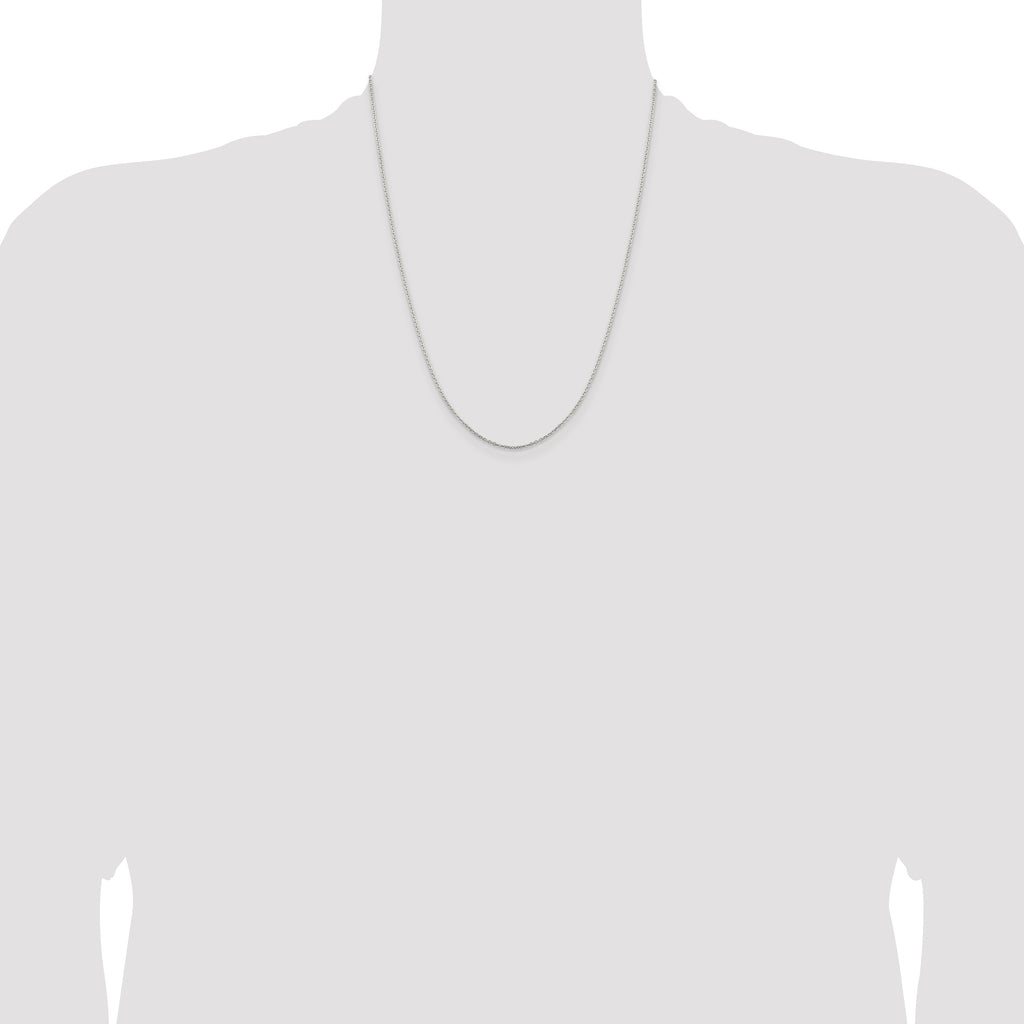 Sterling Silver 1mm Flat Link Cable Chain With 2in Extension