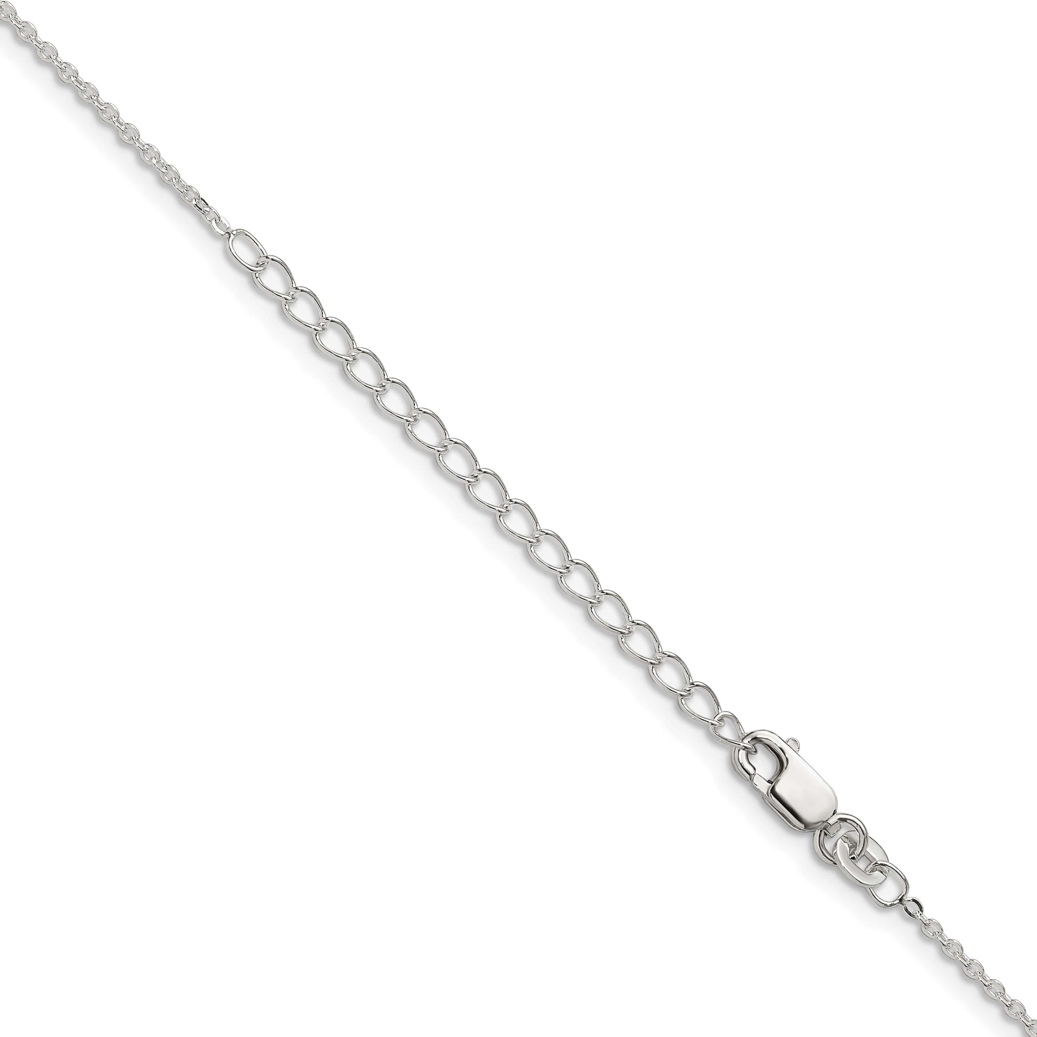 Sterling Silver 1mm Flat Link Cable Chain With 2in Extension