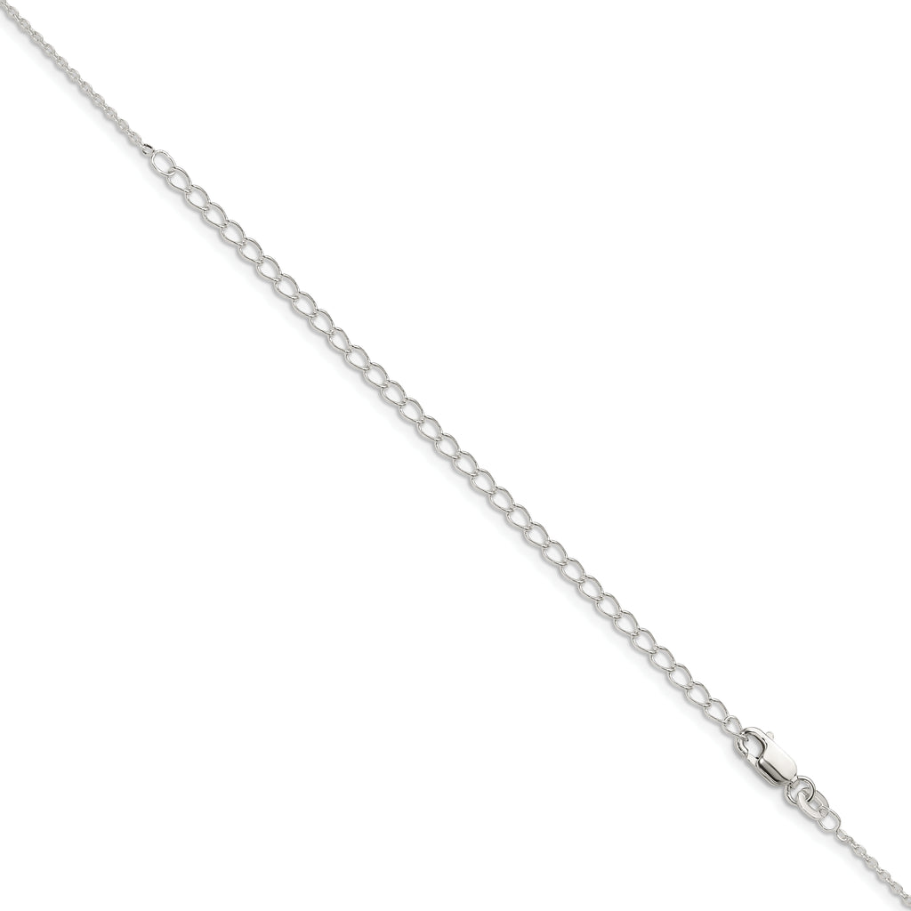 Sterling Silver 1mm Flat Link Cable Chain With 2in Extension