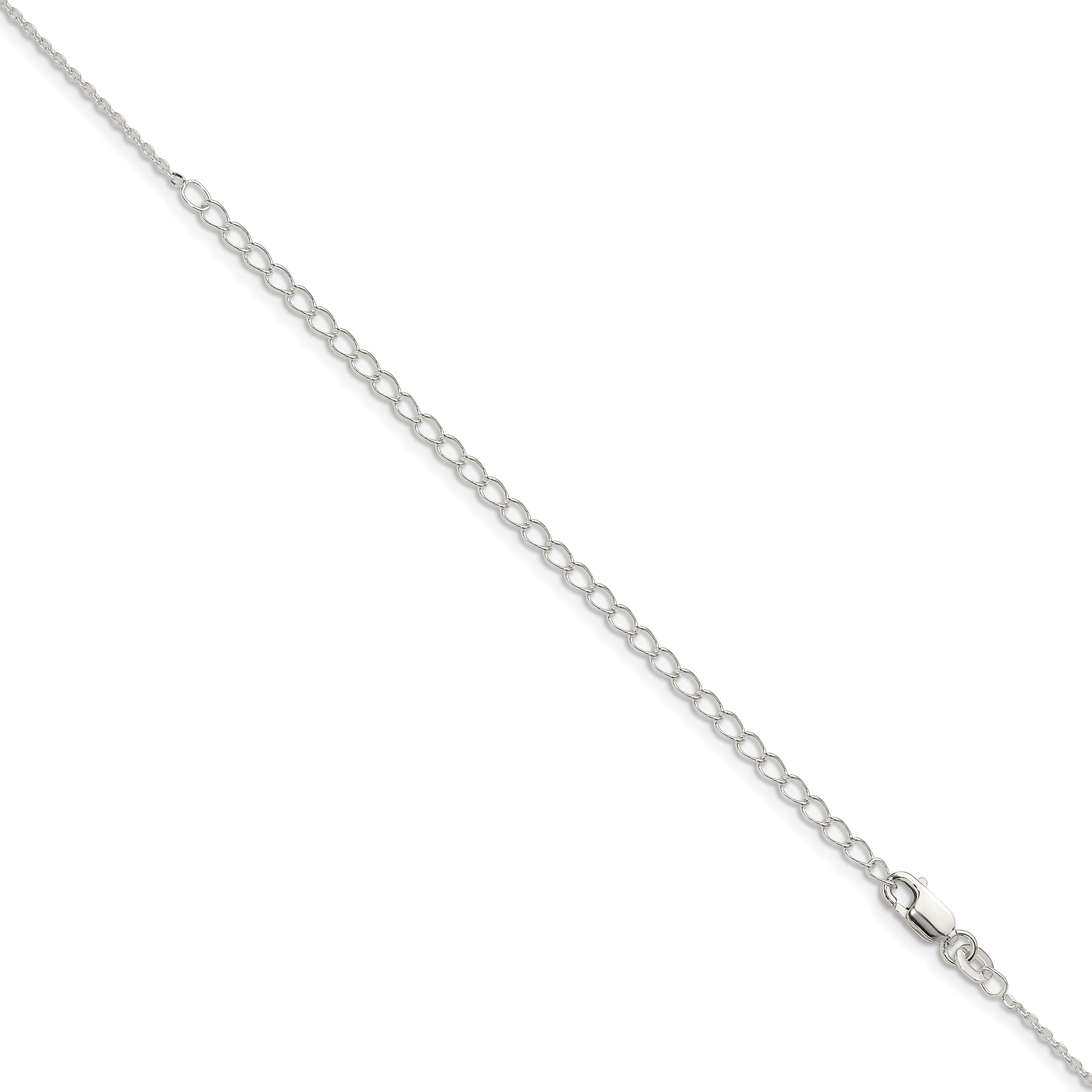 Sterling Silver 1mm Flat Link Cable Chain With 2in Extension