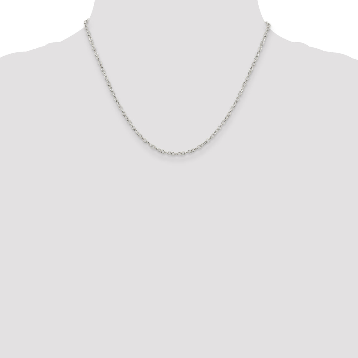 Sterling Silver 2.5mm Flat Open Oval Cable Chain