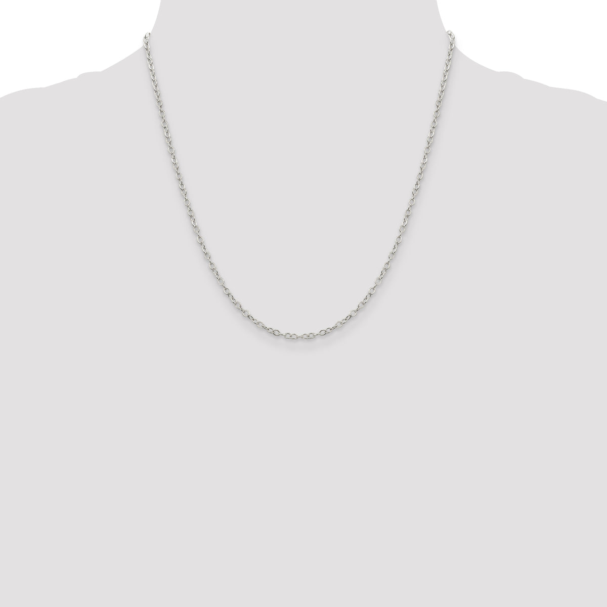 Sterling Silver 2.5mm Flat Open Oval Cable Chain