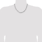 Sterling Silver 6.1mm Flat D/C Pave Figaro Chain