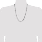 Sterling Silver 6.1mm Flat D/C Pave Figaro Chain