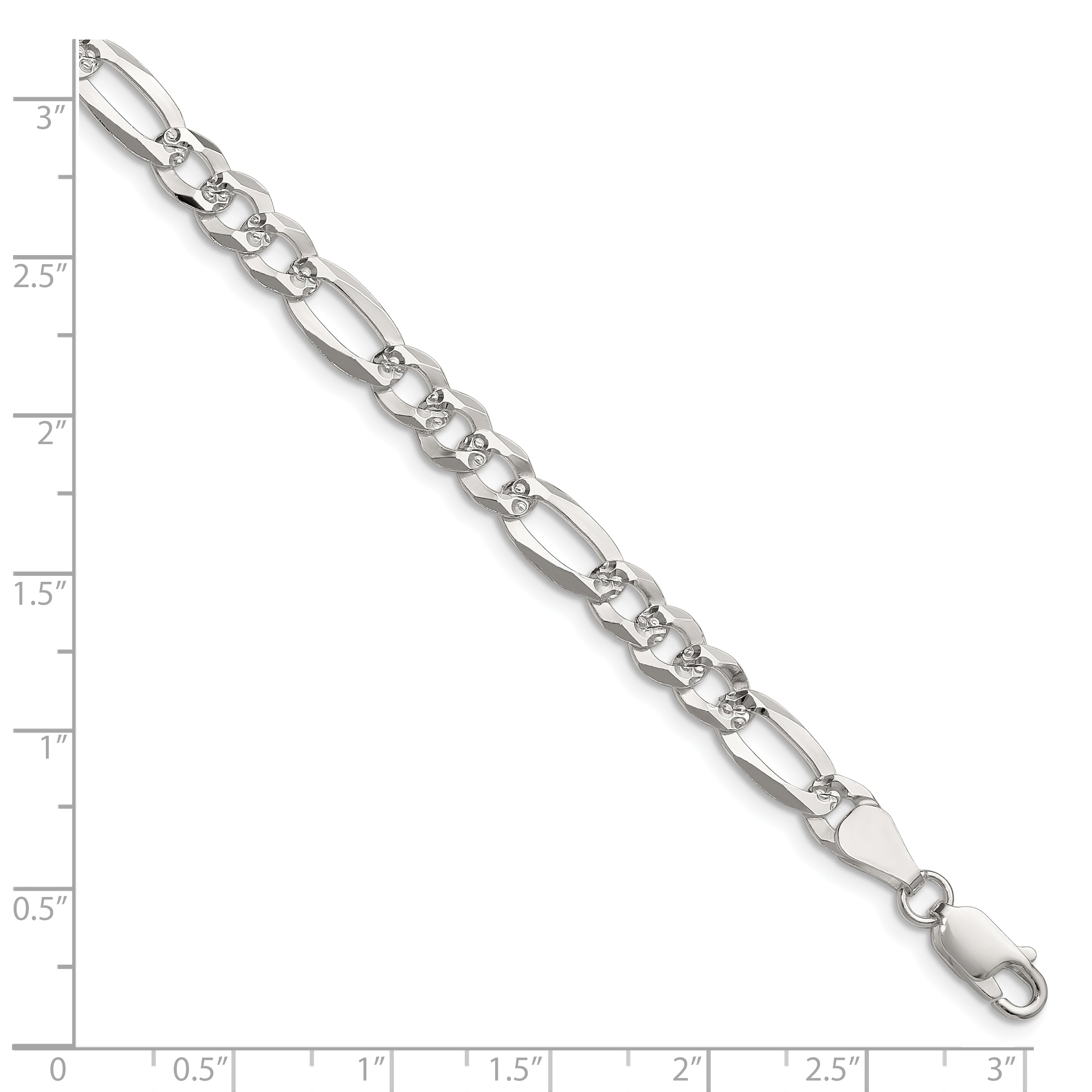 Sterling Silver 6.1mm Flat D/C Pave Figaro Chain Secondary image