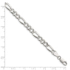 Sterling Silver 6.1mm Flat D/C Pave Figaro Chain