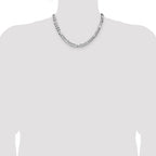 Sterling Silver 7.0mm Flat D/C Pave Figaro Chain
