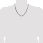 Sterling Silver 7.0mm Flat D/C Pave Figaro Chain