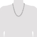 Sterling Silver 7.0mm Flat D/C Pave Figaro Chain