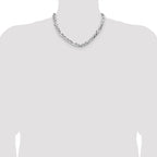 Sterling Silver 8.0mm Flat D/C Pave Figaro Chain