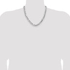 Sterling Silver 8.0mm Flat D/C Pave Figaro Chain