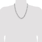 Sterling Silver 8.0mm Flat D/C Pave Figaro Chain