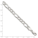 Sterling Silver 8.0mm Flat D/C Pave Figaro Chain