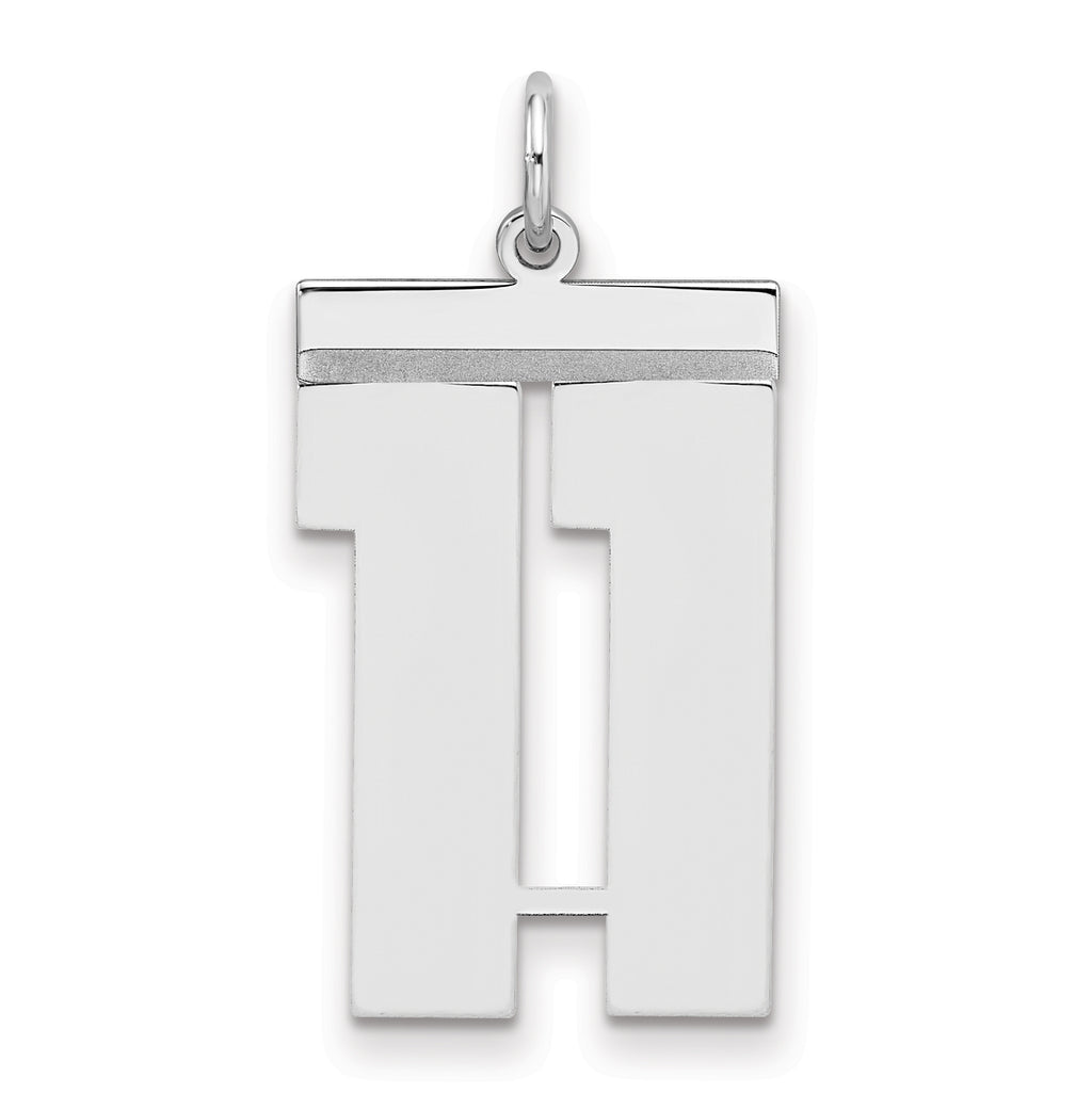 Sterling Silver/Rhodium-plated Polished Number 11 Charm
