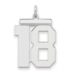 Sterling Silver/Rhodium-plated Polished Number 18 Charm