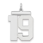 Sterling Silver/Rhodium-plated Polished Number 19 Charm