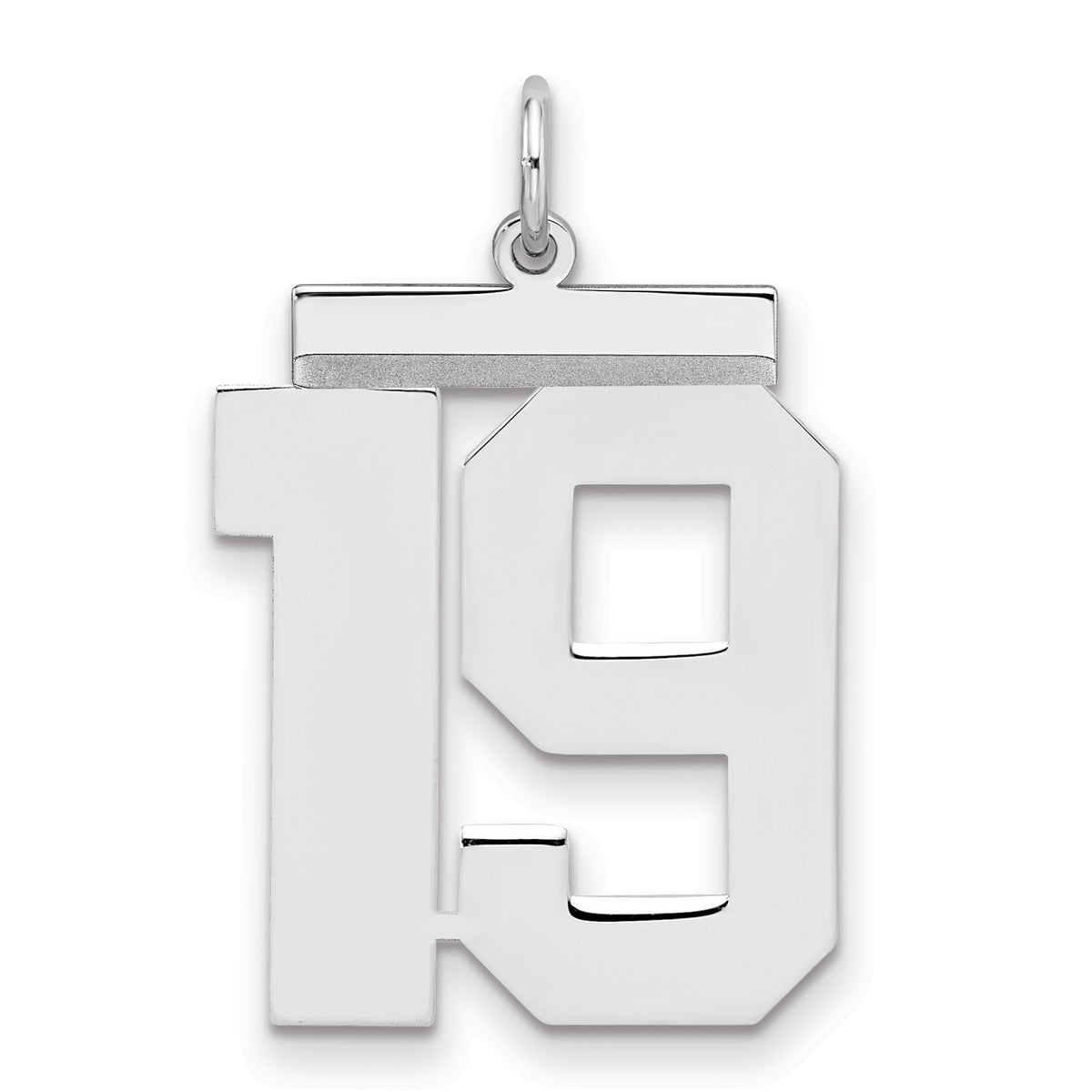 Sterling Silver/Rhodium-plated Polished Number 19 Charm