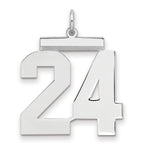Sterling Silver/Rhodium-plated Polished Number 24 Charm