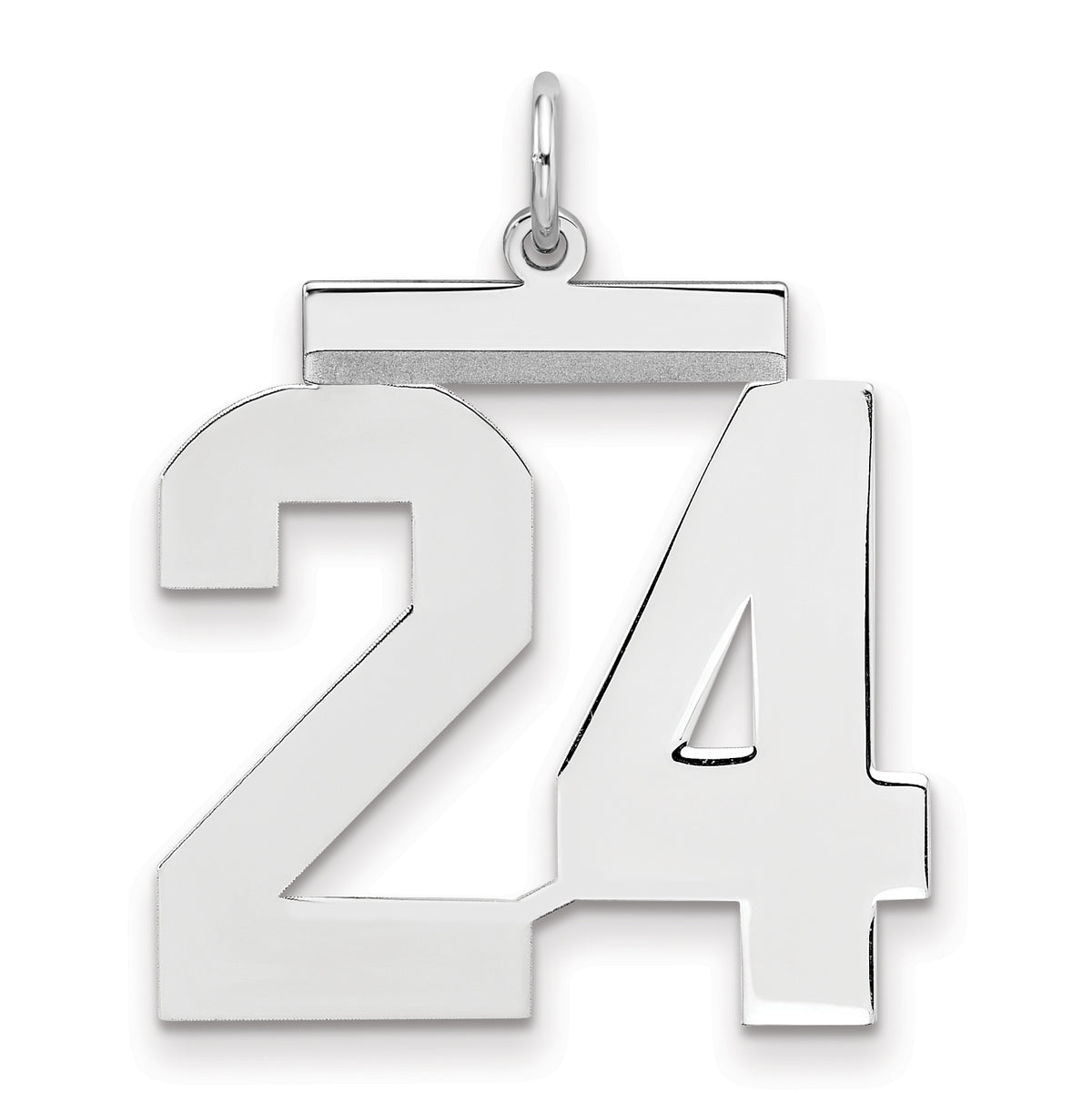 Sterling Silver/Rhodium-plated Polished Number 24 Charm