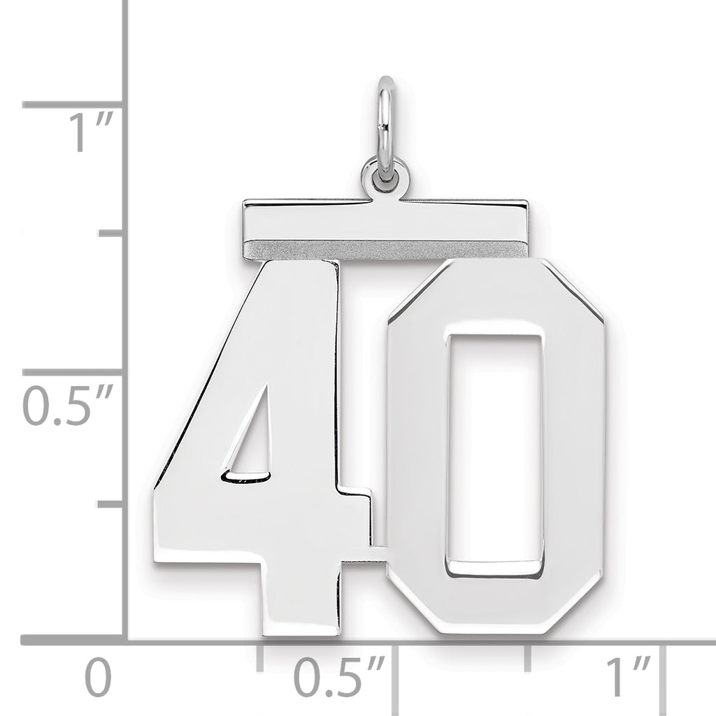 Number 40 Charm in Sterling Silver, 24mm - Sophia Jewelers