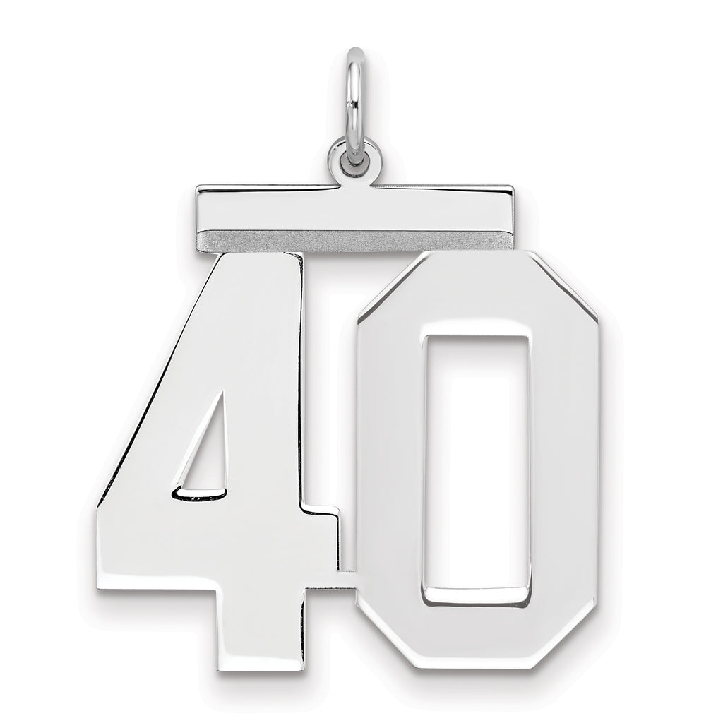 Number 40 Charm in Sterling Silver, 24mm - Sophia Jewelers