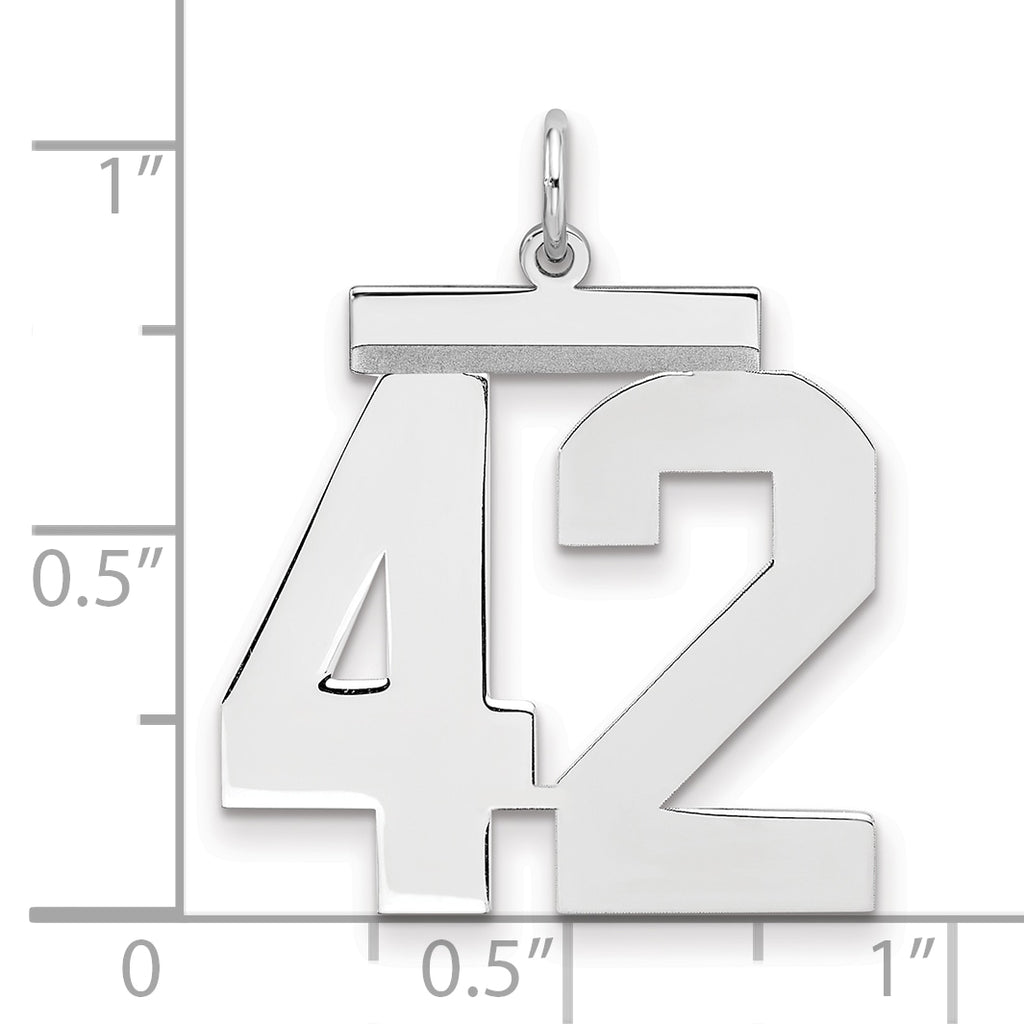 Number 42 Charm in Sterling Silver, 24mm - Sophia Jewelers