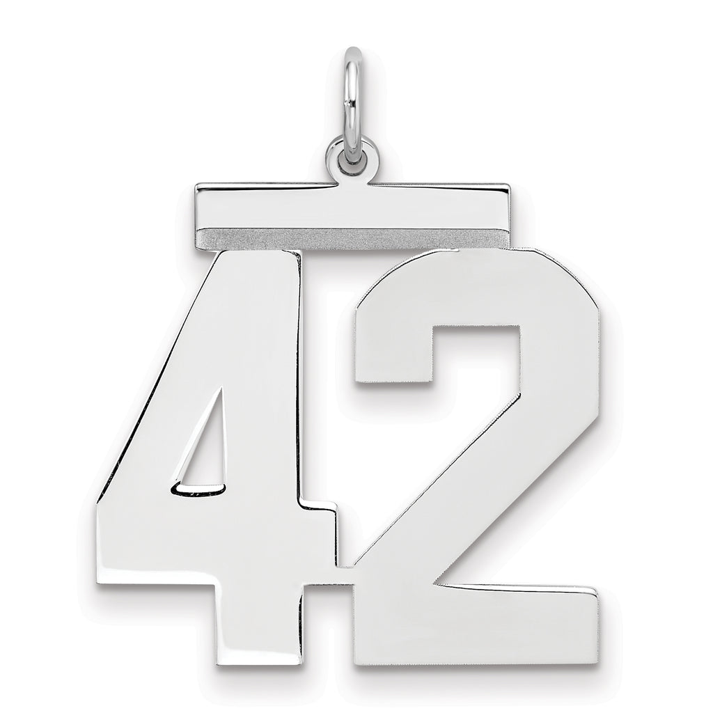 Number 42 Charm in Sterling Silver, 24mm - Sophia Jewelers
