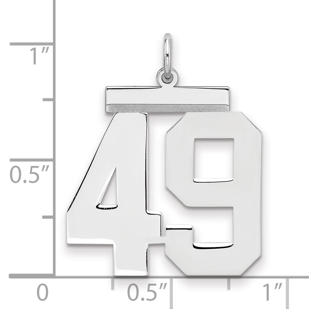Sterling Silver/Rhodium-plated Polished Number 49 Charm