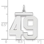 Sterling Silver/Rhodium-plated Polished Number 49 Charm