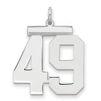Sterling Silver/Rhodium-plated Polished Number 49 Charm