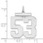 Sterling Silver/Rhodium-plated Polished Number 53 Charm
