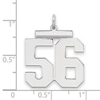 Sterling Silver/Rhodium-plated Polished Number 56 Charm