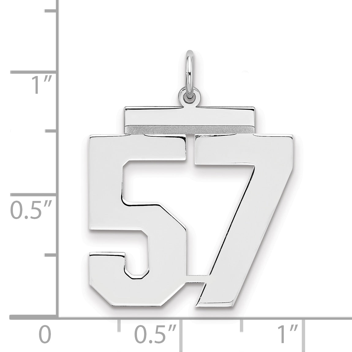 Sterling Silver/Rhodium-plated Polished Number 57 Charm